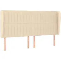 vidaXL Hoofdbord met randen 163x23x118/128 cm stof crèmekleurig
