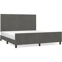 vidaXL Bedframe met hoofdeinde fluweel donkergrijs 180x200 cm