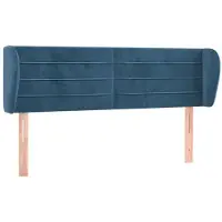 vidaXL Hoofdbord met randen 147x23x78/88 cm fluweel donkerblauw