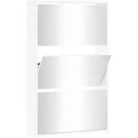 vidaXL Schoenenkast met spiegel 3-laags hoogglans wit 63x17x102,5 cm