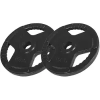 Gorilla Sports 2 x 10 kg Olympische halterschijf Gripper Gietijzer rubber coating - 50/51 mm