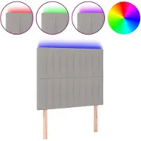 vidaXL Hoofdbord LED 80x5x118/128 cm stof lichtgrijs
