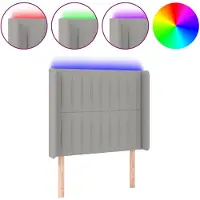 vidaXL Hoofdbord LED 83x16x118/128 cm stof lichtgrijs
