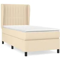vidaXL Boxspring met matras stof crèmekleurig 100x200 cm