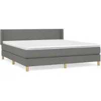 vidaXL Boxspring met matras stof donkergrijs 160x200 cm