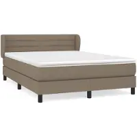 vidaXL Boxspring met matras stof taupe 140x200 cm