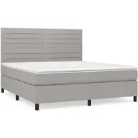 vidaXL Boxspring met matras stof lichtgrijs 160x200 cm
