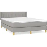 vidaXL Boxspring met matras stof lichtgrijs 140x200 cm
