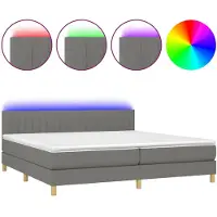 vidaXL Boxspring met matras en LED stof donkergrijs 200x200 cm