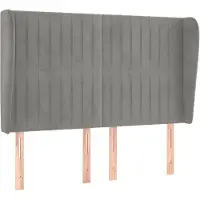 vidaXL Hoofdbord met randen 147x23x118/128 cm fluweel lichtgrijs