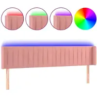 vidaXL Hoofdbord LED 203x16x78/88 cm fluweel roze