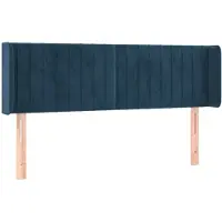 vidaXL Hoofdbord met randen 147x16x78/88 cm fluweel donkerblauw