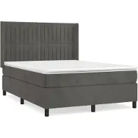 vidaXL Boxspring met matras fluweel donkergrijs 140x200 cm
