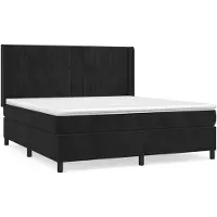 vidaXL Boxspring met matras fluweel zwart 180x200 cm
