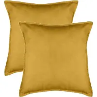 Atmosphera Bank/sierkussens huiskamer Sophia - 2x - 55 x 55 cm - Okergeel - polyester - met rits - Sierkussens