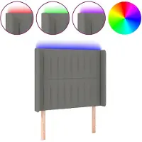 vidaXL Hoofdbord LED 103x16x118/128 cm stof donkergrijs