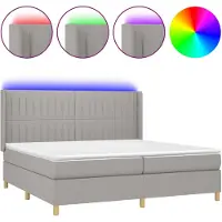 vidaXL Boxspring met matras en LED stof lichtgrijs 200x200 cm