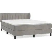 vidaXL Boxspring met matras fluweel lichtgrijs 140x190 cm