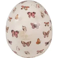Clayre & Eef Decoratie Ei Ø 14x16 cm Beige Roze Keramiek Beige