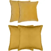 Atmosphera Bank/sierkussens Sophia - set 4x - Okergeel - polyester - met rits - In 2 formaten - Sierkussens