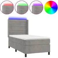 vidaXL Boxspring met matras en LED fluweel lichtgrijs 80x200 cm