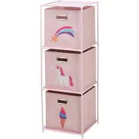 Storage solutions Opbergrek 3-laags - met manden - metaal - 35 x 35 x 102 cm - eenhoorn thema
