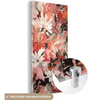 MuchoWow Glasschilderij 80x160 cm - Schilderij acrylglas - Bloemen - Kunst - Abstract - Verf - Foto op glas - Muurdecoratie woonkamer - Wanddecoratie slaapkamer - Schilderijen