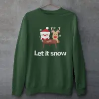 B&C Lekker Waus Foute Kersttrui Groen - Let It Snow - Maat XS - Kerst Outfit Dames & Heren