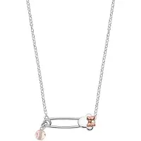 Disney 4-DIS013 Zilveren Ketting Minnie Mouse - Minnie Collier - Sieraden - 35+3+2cm Lengte - Ankerschakel 1,2mm - Hanger Veigheidspeld 7,3x21mm -Kristal - 925 Zilver - Rose Goudkleurig