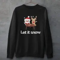 B&C Lekker Waus Foute Kersttrui Zwart - Let It Snow - Maat M - Kerst Outfit Dames & Heren