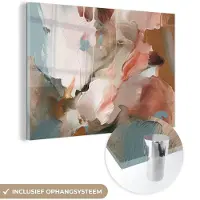 MuchoWow Glasschilderij 150x100 cm - Schilderij acrylglas - Verf - Kleuren - Abstract - Kunst - Foto op glas - Muurdecoratie woonkamer - Wanddecoratie slaapkamer - Schilderijen
