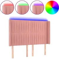 vidaXL Hoofdbord LED 147x16x118/128 cm fluweel roze