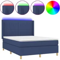 vidaXL Boxspringbed met matras en blauwe LED-verlichting, 140x200 cm, gestoffeerd