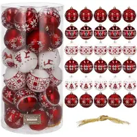 Springos Kerstballen 30 Stuks 5 cm Rood/Wit