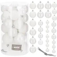 Springos Kerstballen | 30 Stuks | 6/5/4 cm | Wit