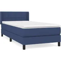 vidaXL Boxspring met matras stof blauw 90x200 cm