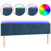 vidaXL Hoofdbord LED 160x5x78/88 cm fluweel donkerblauw