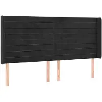 vidaXL Hoofdbord met randen 203x16x118/128 cm fluweel zwart