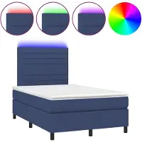 vidaXL Boxspring met matras en LED stof blauw 120x200 cm