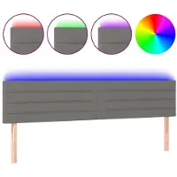 vidaXL Hoofdbord LED 160x5x78/88 cm stof donkergrijs