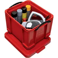 Really Useful Box Box, kunststof, transparant rood, 35 l