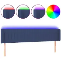 vidaXL Hoofdbord LED 163x16x78/88 cm stof blauw