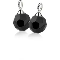 Zinzi zilveren oorbedels zwarte bead ZICH266Z (zonder oorringen)