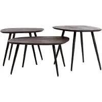 Light & Living Salontafel S/3 max 62x42x38 cm VIEJO hout bruin+zwart (Bruin, 62x42x38cm)