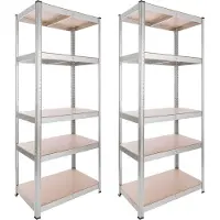 Arebos 2x Stellingkast - Opbergrek - 5 Planken - 875 kg Draagkracht - 180x75x45 cm - Metaal/MDF - te gebruiken als werkbank