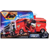Spin Master Monster Jam MNJ VHP 1:64 LaunchNGo Transportwagen (Internationale versie), Set van voertuigen, 3 jaar en ouder, Zwart, Grijs, Rood