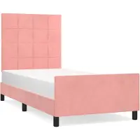 vidaXL Bedframe met hoofdeinde, roze, 100x200 cm, fluweel