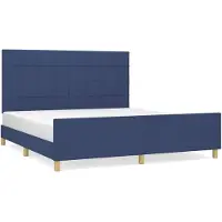 vidaXL Bedframe zonder matras, blauw, 180x200 cm, stof