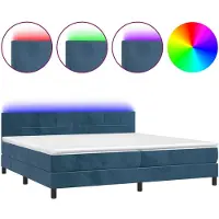 vidaXL Boxspring met matras en LED fluweel donkerblauw 200x200 cm