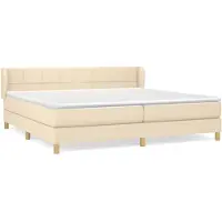 vidaXL Boxspring met matras stof crèmekleurig 200x200 cm